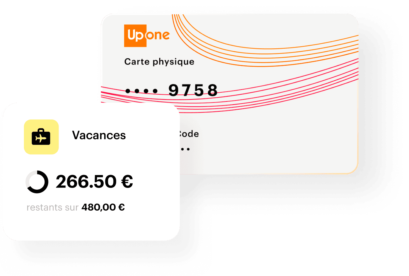 Un exemple de carte UpOne et une Subvention Vacances