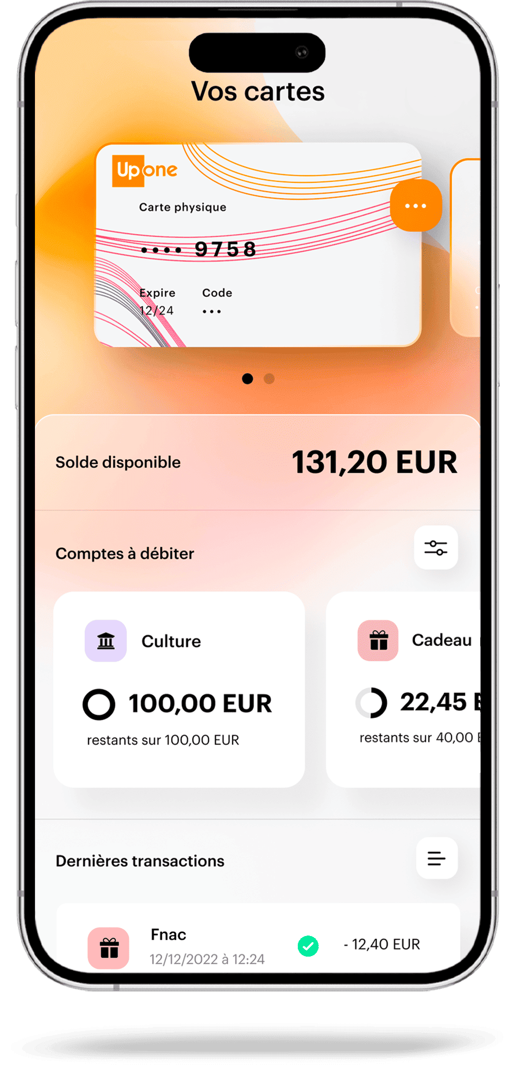 L’application UpOne pour gérer le compte et consulter les transactions